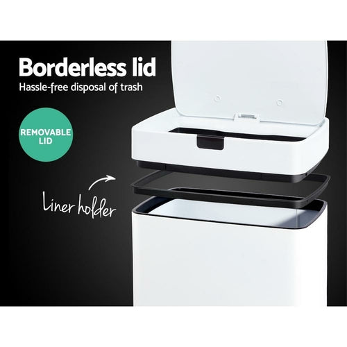 Devanti 45L Motion Sensor Bin Rubbish Automatic White