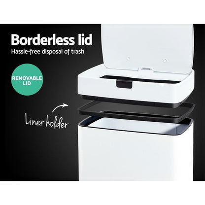 Devanti 45L Motion Sensor Bin Rubbish Automatic White